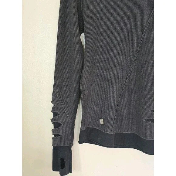 RedBridge Men Ripped Layers Longsleeve Sweatshirt Anthracite Size Medium Black - Picture 5 of 13